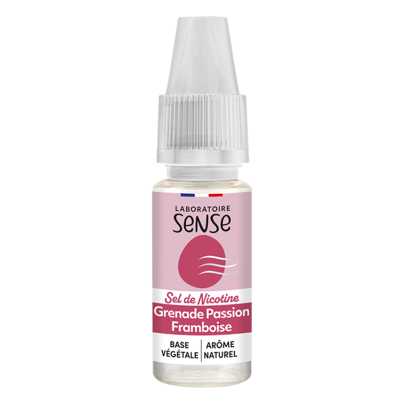 E-liquide Grenade Passion Framboise Laboratoire Sense aux sels de nicotine, flacon de 10 mL