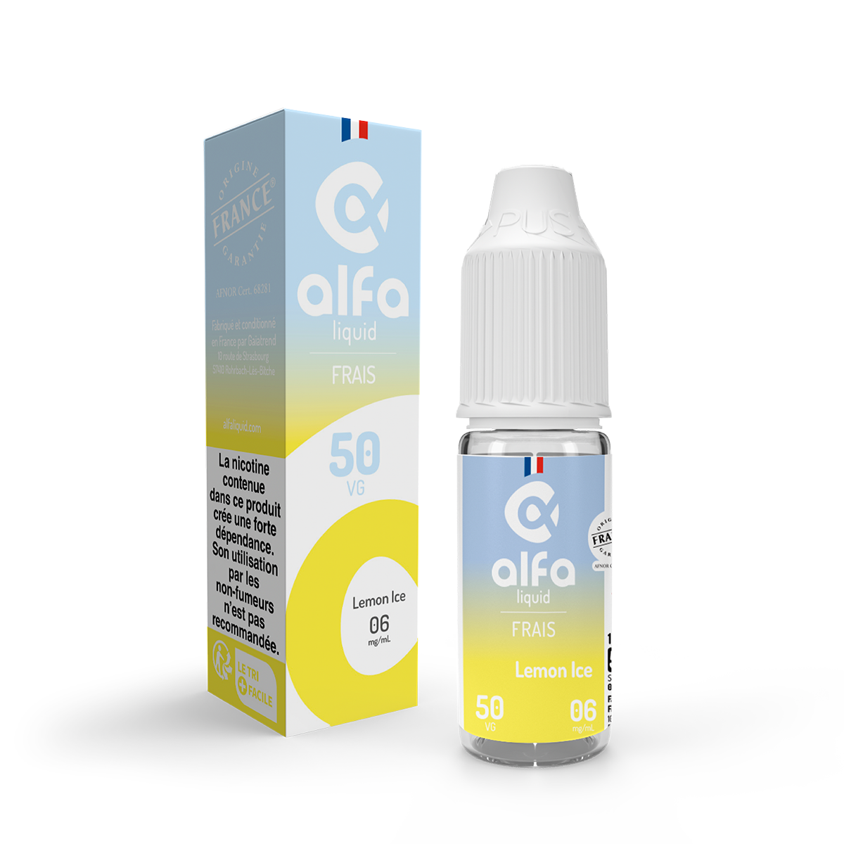 E-liquide Lemon Ice Alfaliquid, flacon de 10 mL