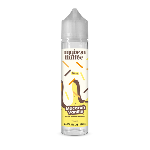 E-liquide Macaron Vanille Laboratoire Sense Maison Fluffée, flacon de 30 mL