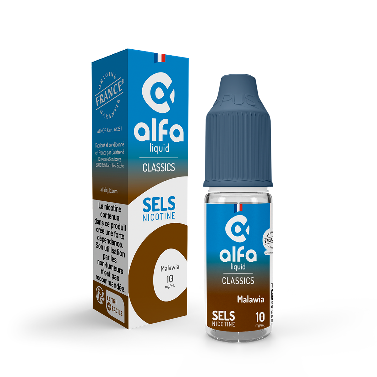 E-liquide Malawia Alfaliquid aux sels de nicotine, flacon de 10 mL, version 10 mg/mL
