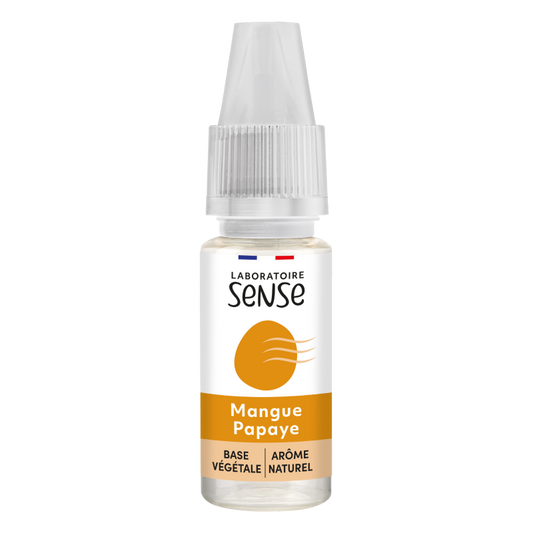 E-liquide Mangue Papaye Laboratoire Sense, flacon de 10 mL