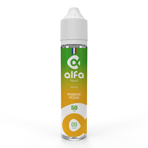 E-liquide Mangue Pêche Alfaliquid, flacon de 50 mL