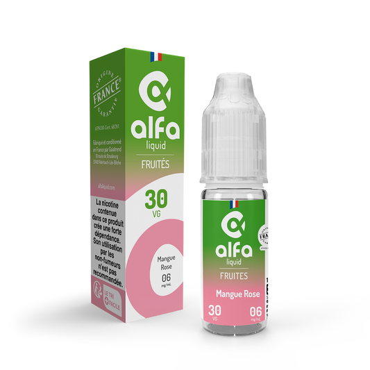 E-liquide Mangue Rose Alfaliquid, flacon de 10 mL