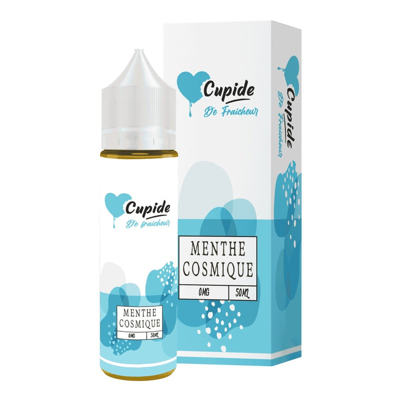 E-liquide Menthe Cosmique FUEL Cupide, flacon de 50 mL et sa boîte
