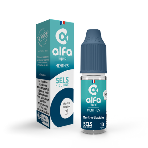 E-liquide Menthe Glaciale Alfaliquid aux sels de nicotine, flacon de 10 mL, version 10 mg/mL