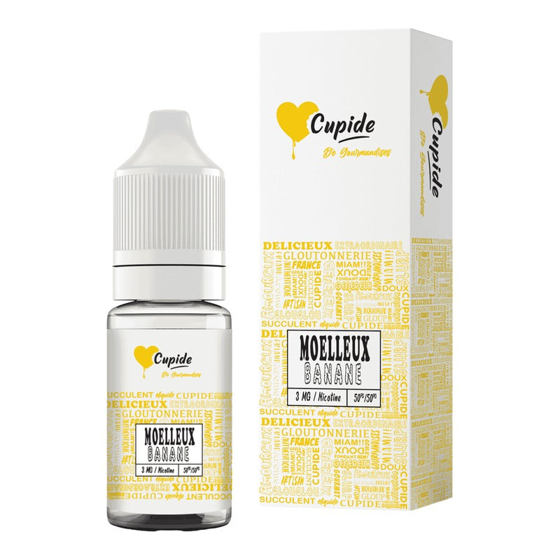 E-liquide Moelleux Banane FUEL Cupide, flacon de 10 mL et sa boîte