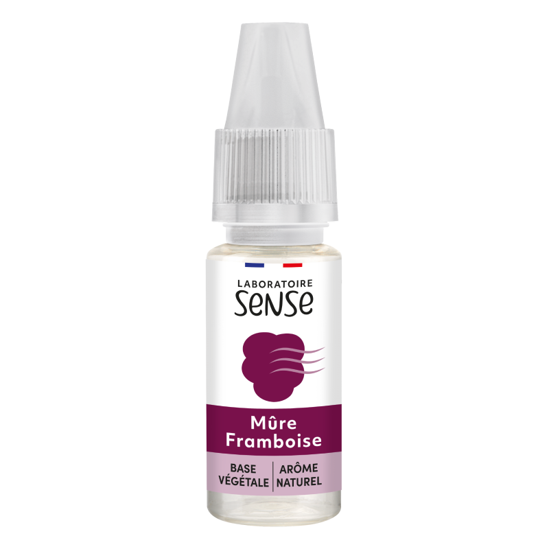E-liquide Mûre Framboise Laboratoire Sense, flacon de 10 mL