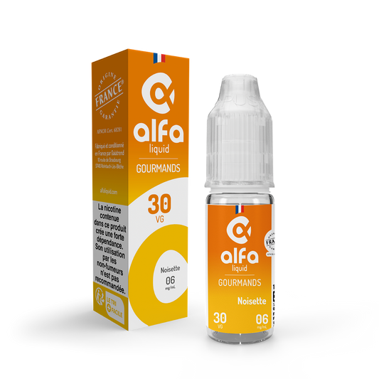 E-liquide Noisette Alfaliquid, flacon de 10 mL, version PG/VG 70/30