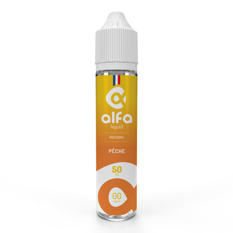 E-liquide Pêche Alfaliquid, flacon de 50 mL
