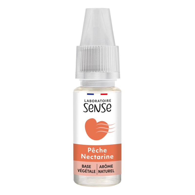 E-liquide Pêche Nectarine Laboratoire Sense, flacon de 10 mL