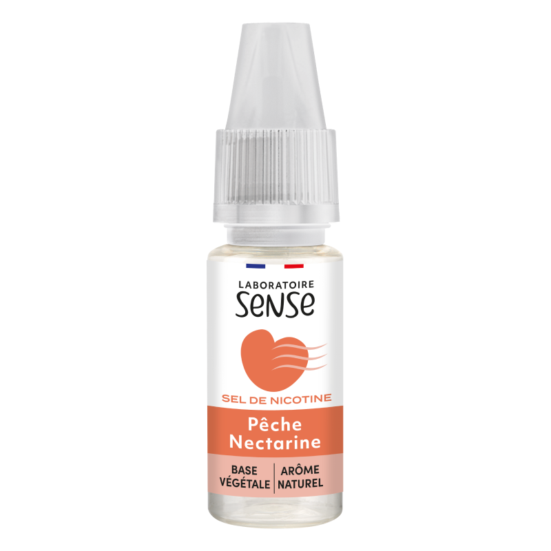 E-liquide Pêche Nectarine Laboratoire Sense aux sels de nicotine, flacon de 10 mL