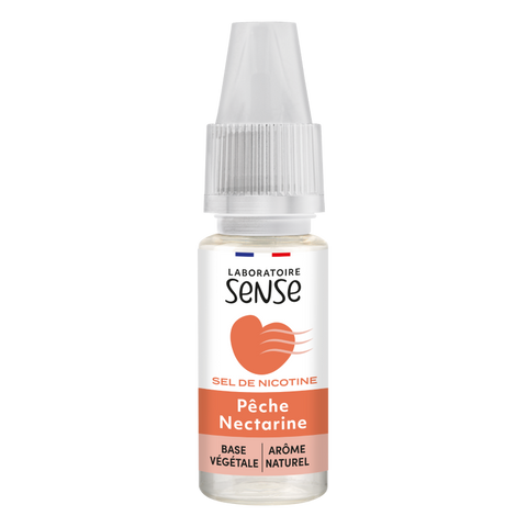 E-liquide Pêche Nectarine Laboratoire Sense aux sels de nicotine, flacon de 10 mL