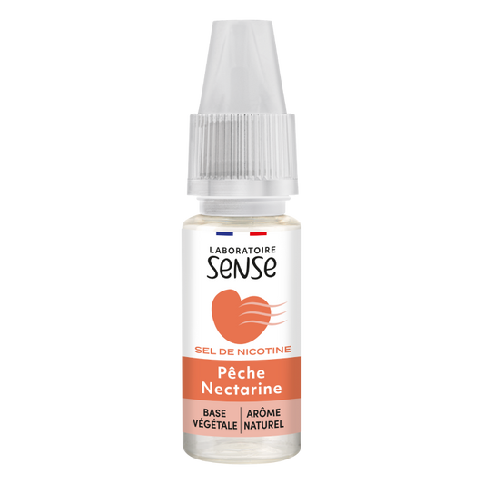 E-liquide Pêche Nectarine Laboratoire Sense aux sels de nicotine, flacon de 10 mL
