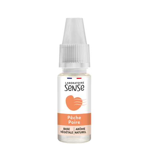 E-liquide Pêche Poire Laboratoire Sense, flacon de 10 mL