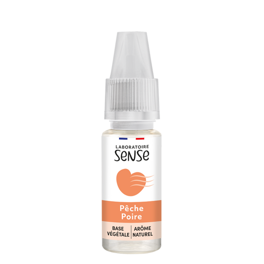 E-liquide Pêche Poire Laboratoire Sense, flacon de 10 mL