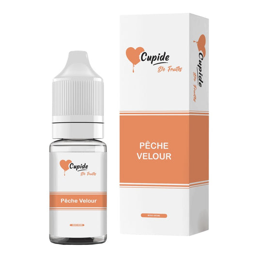 E-liquide Pêche Velours FUEL Cupide, flacon de 10 mL et sa boîte