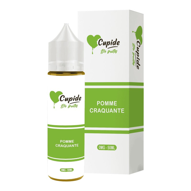 E-liquide Pomme Craquante FUEL Cupide, flacon de 50 mL et sa boîte