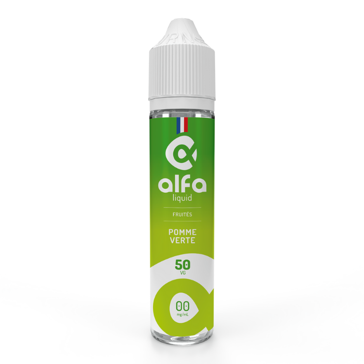 E-liquide Pomme Verte Alfaliquid, flacon de 50 mL