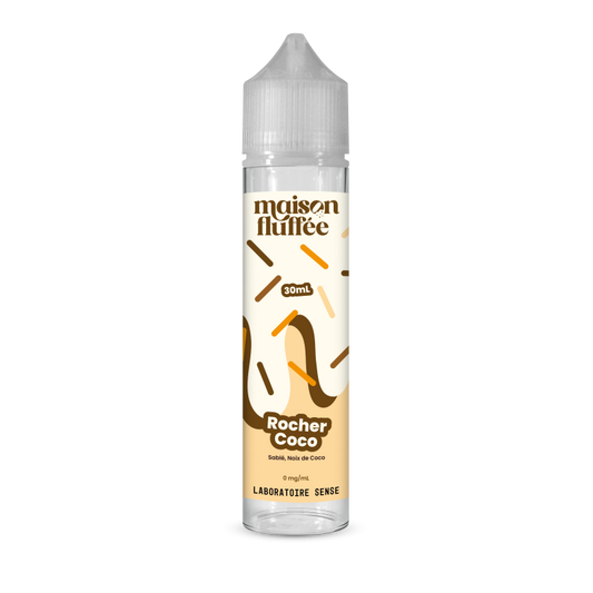 E-liquide Rocher Coco Laboratoire Sense Maison Fluffée, flacon de 30 mL