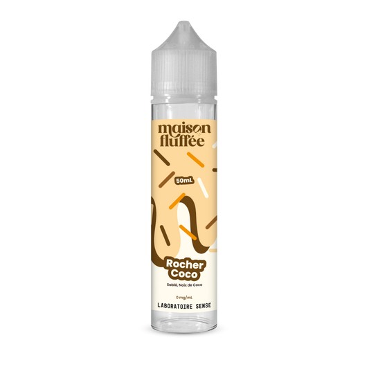 E-liquide Rocher Coco Laboratoire Sense Maison Fluffée, flacon de 50 mL