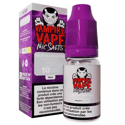 E-liquide Fruit du Dragon Framboise Raisin Vampire Vape aux sels de nicotine, flacon de 10 mL