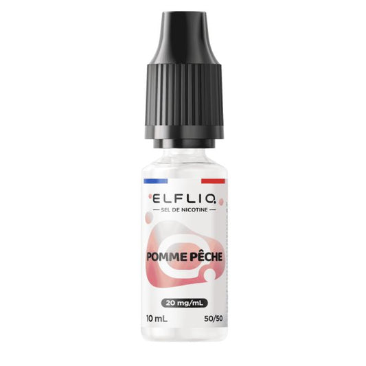 E-liquide Pomme Pêche Elfliq aux sels de nicotine, flacon de 10 mL