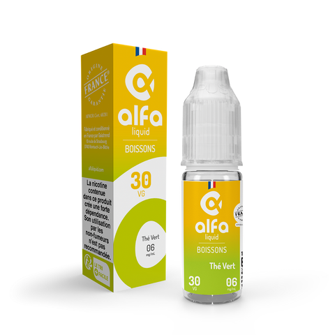 E-liquide Thé Vert Alfaliquid, flacon de 10 mL, version PG/VG 70/30