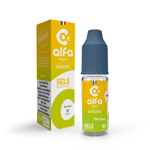 E-liquide Thé Vert Alfaliquid aux sels de nicotine, flacon de 10 mL, version 10 mg/mL