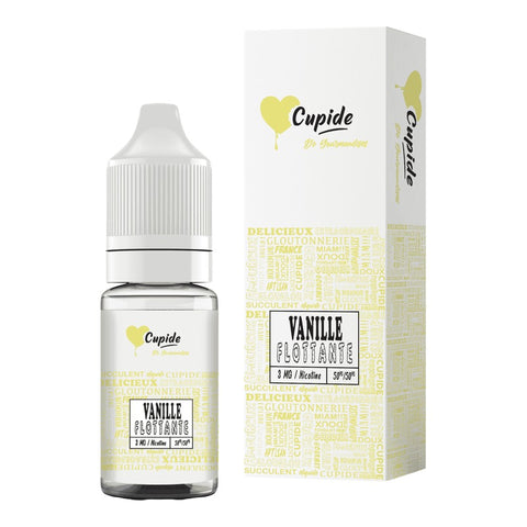 E-liquide Vanille Flottante FUEL Cupide, flacon de 10 mL et sa boîte