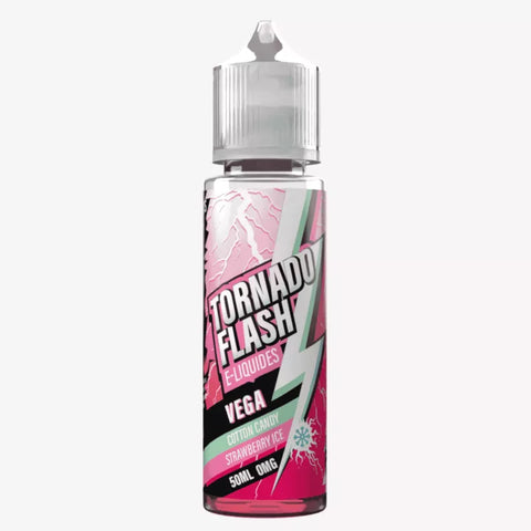 E-liquide Vega Cotton Candy Strawberry Ice Tornado Flash, flacon de 50 mL