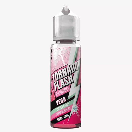 E-liquide Vega Cotton Candy Strawberry Ice Tornado Flash, flacon de 50 mL