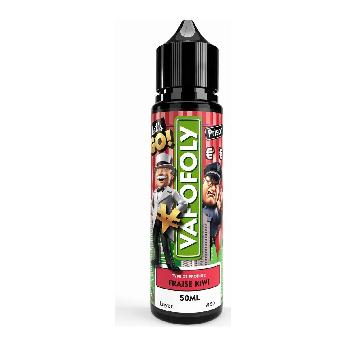 E-liquide Fraise Kiwi Vapofoly, flacon de 50 mL