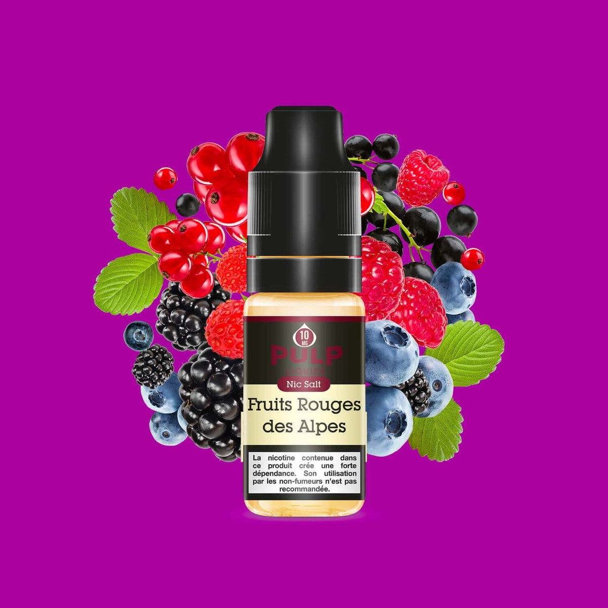 E-liquide Fruits Rouges des Alpes PULP Nic Salt aux sels de nicotine, flacon de 10 mL