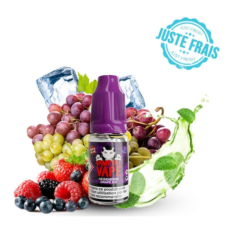 E-liquide Heisenberg Grape Ice Vampire Vape, flacon de 10 mL
