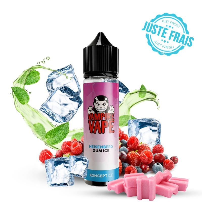 E-liquide Heisenberg Gum Ice Vampire Vape, flacon de 50 mL