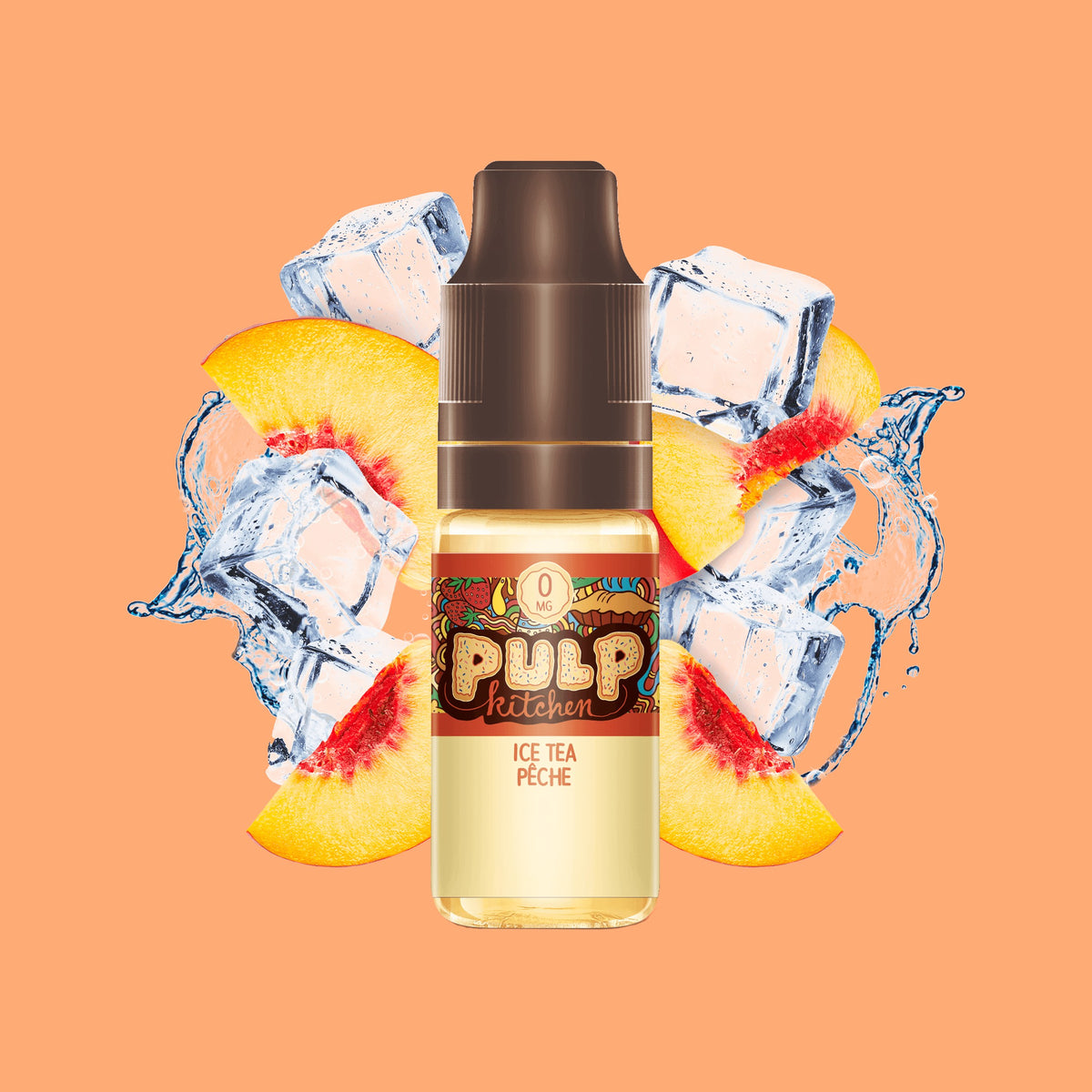 E-liquide Ice Tea Pêche PULP Kitchen, flacon de 10 mL