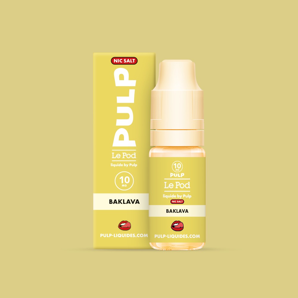 E-liquide Baklava PULP Le Pod Liquide aux sels de nicotine, flacon de 10 mL
