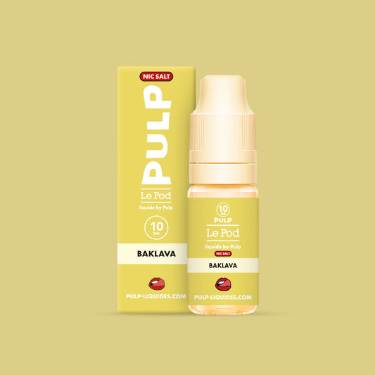 E-liquide Baklava PULP Le Pod Liquide aux sels de nicotine, flacon de 10 mL