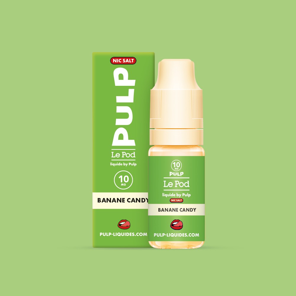 E-liquide Banane Candy PULP Le Pod Liquide aux sels de nicotine, flacon de 10 mL