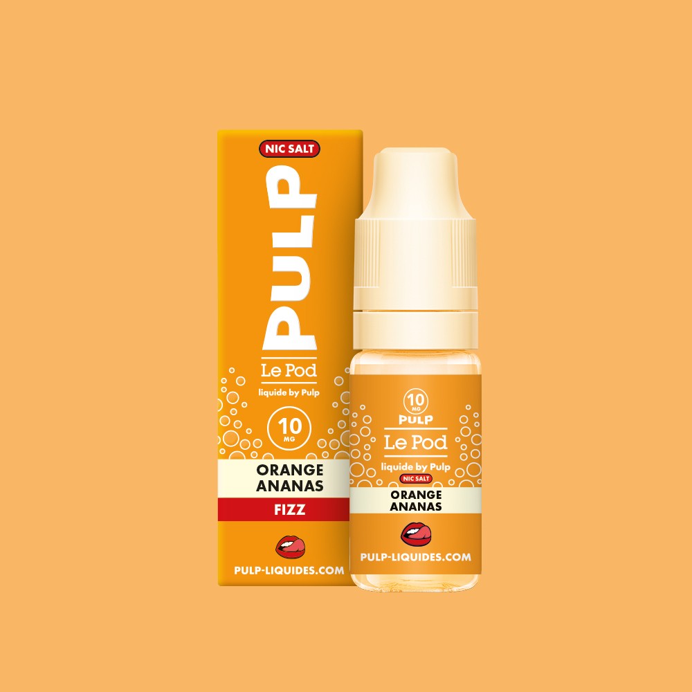 E-liquide Orange Ananas PULP Le Pod Fizz aux sels de nicotine, flacon de 10 mL