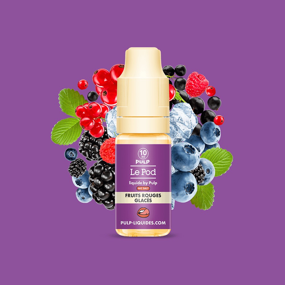 E-liquide Fruits Rouges Glacés PULP Le Pod Liquide aux sels de nicotine, flacon de 10 mL