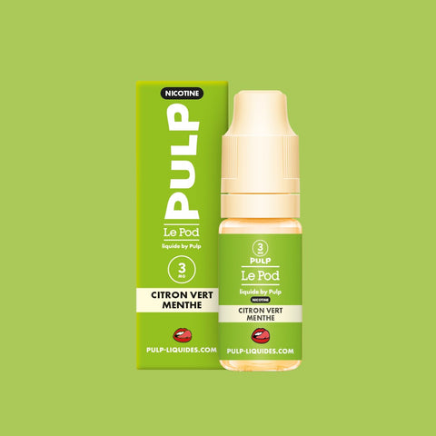 E-liquide Citron Vert Menthe PULP Le Pod Liquide Nic Base, flacon de 10 mL
