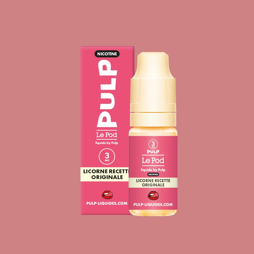 E-liquide Licorne Recette Originale PULP Le Pod Liquide Nic Base, flacon de 10 mL