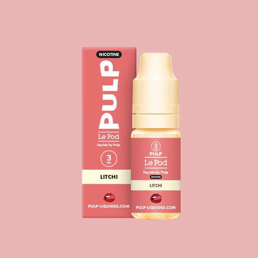 E-liquide Litchi PULP Le Pod Liquide Nic Base, flacon de 10 mL