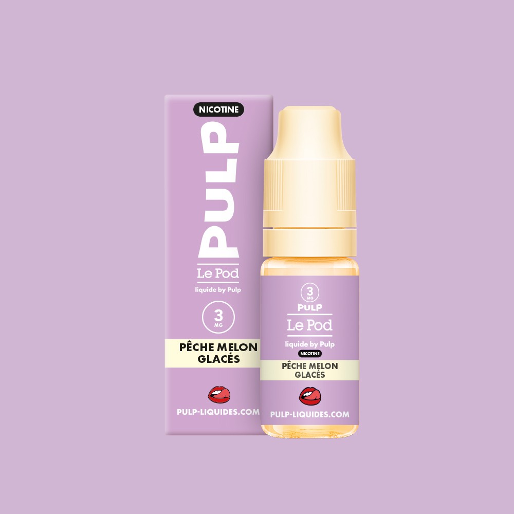 E-liquide Pêche Melon Glacés PULP Le Pod Liquide Nic Base, flacon de 10 mL