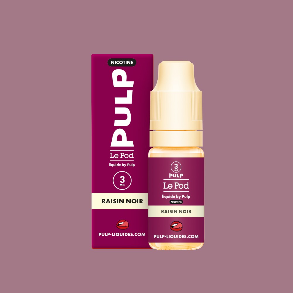 E-liquide Raisin Noir PULP Le Pod Liquide Nic Base, flacon de 10 mL