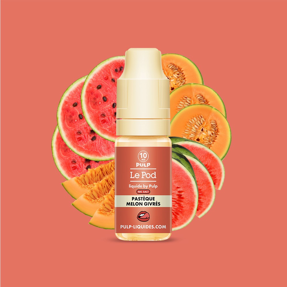 E-liquide Pastèque Melon Givrés PULP Le Pod Liquide aux sels de nicotine, flacon de 10 mL