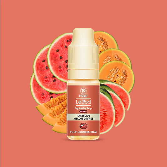 E-liquide Pastèque Melon Givrés PULP Le Pod Liquide aux sels de nicotine, flacon de 10 mL