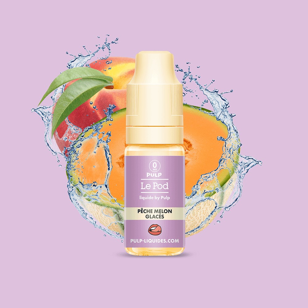 E-liquide Pêche Melon Glacés PULP Le Pod Liquide aux sels de nicotine, flacon de 10 mL