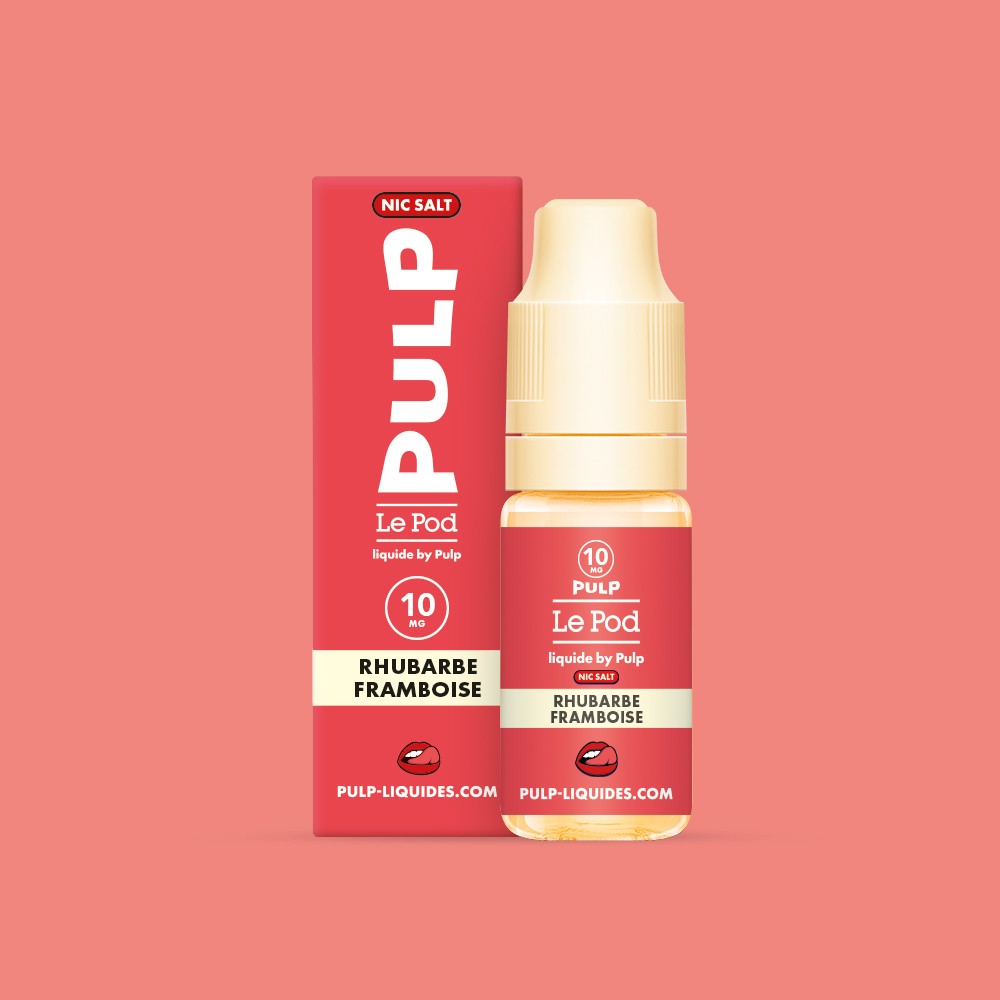 E-liquide Rhubarbe Framboise PULP Le Pod Liquide aux sels de nicotine, flacon de 10 mL